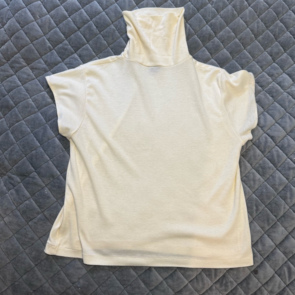 David Brett Turtleneck Short Sleeve Cream XL VTG Caroline Kennedy Minimalist